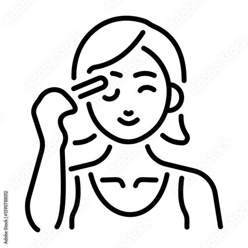 A girl applying eyeliner on her eyes, line style icon 