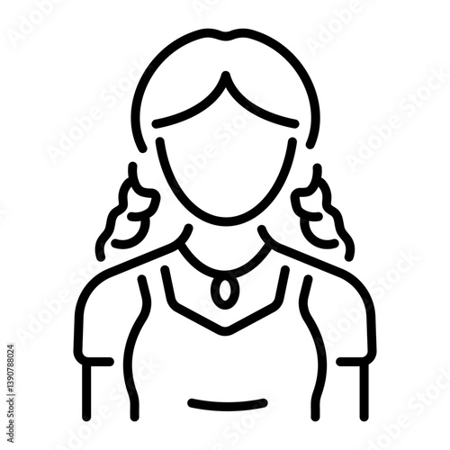 A character making a braided hairstyle, line icon 