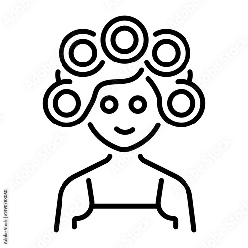 A female character putting many hair rollers 