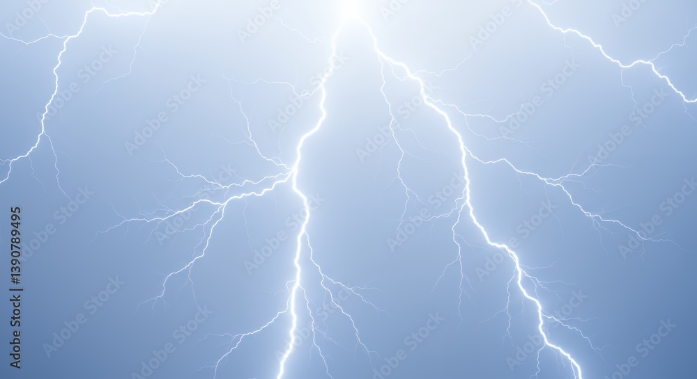 Striking Lightning Bolt Strikes Across Sky During Thunderstorm Illustration Striking Lightning Bolt Strikes Across Sky During Thunderstorm Illustration