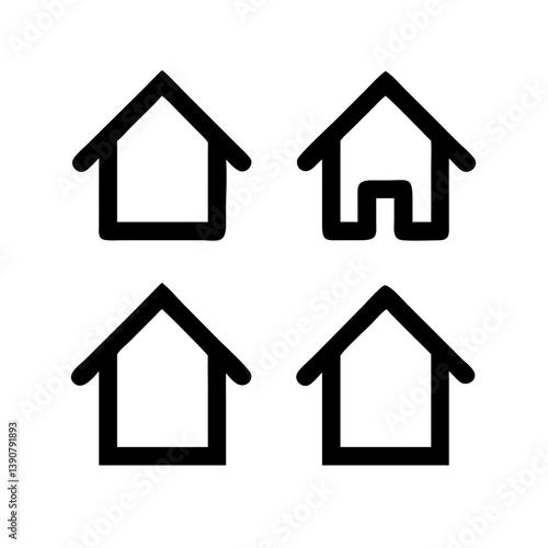 Title: Web home icon for apps and websites. Collection home icons. House symbol.House icon set. Home vector illustration sign. Hotel symbol.

