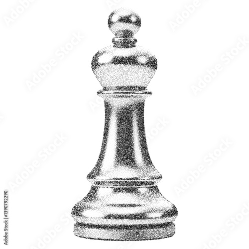pawn chess piece with halftone stipple effect for grunge punk collage design. Vintage photocopy-style vector with grainy textures and noisy gradation dotwork, creating a bold, edgy aesthetic.