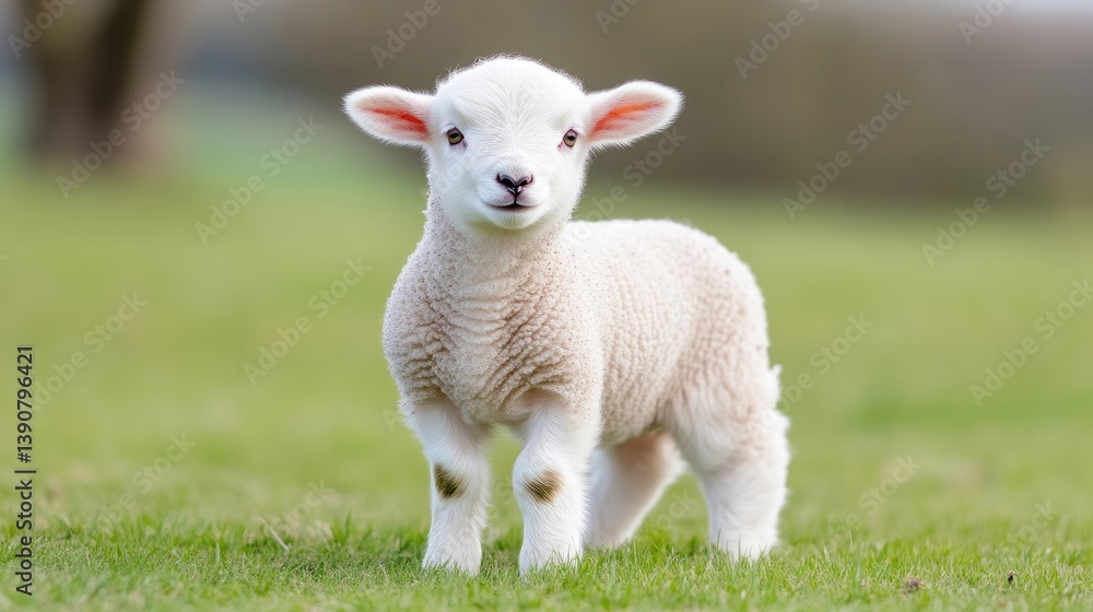 Adorable lamb in a grassy field Adorable lamb in a grassy field