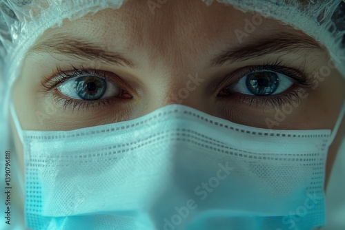 Obraz na płótnie Closep-up image of a researcher in a protective mask working in a laboratory of a research institute w salonie