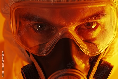 Obraz na płótnie Closep-up image of a researcher in a protective mask working in a laboratory of a research institute w salonie