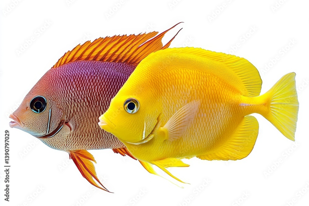 Collection of colorful fish on white background