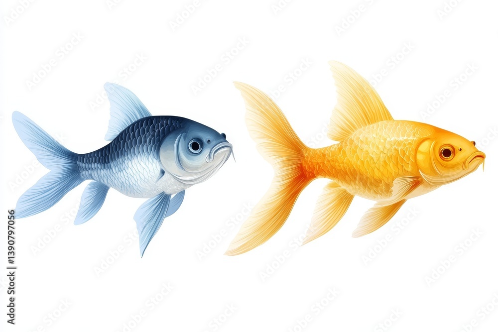 Collection of colorful fish on white background