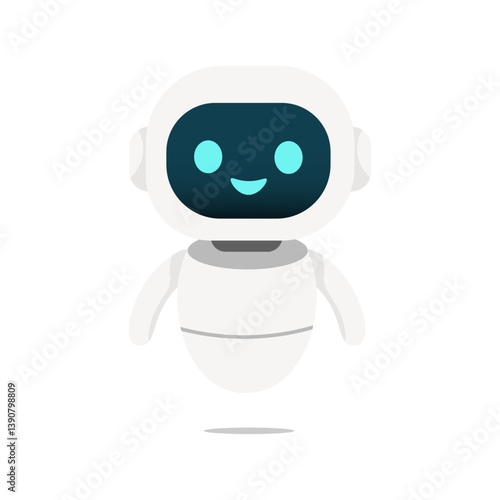 Cute Friendly Robot Cartoon, Futuristic AI Illustration