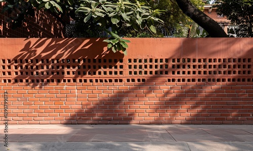 Exterior brick wall with patterned ventilation