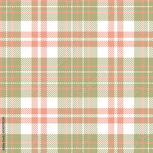 Rich putty Seamless Tartan with Autumn blush accents Fabric Design