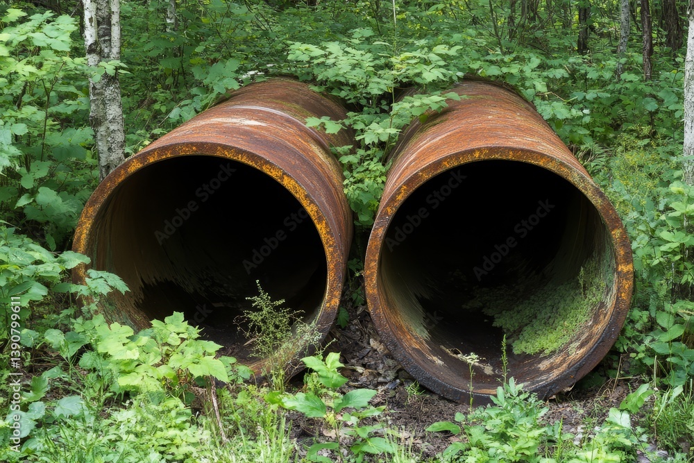 waste water pours out of pipes