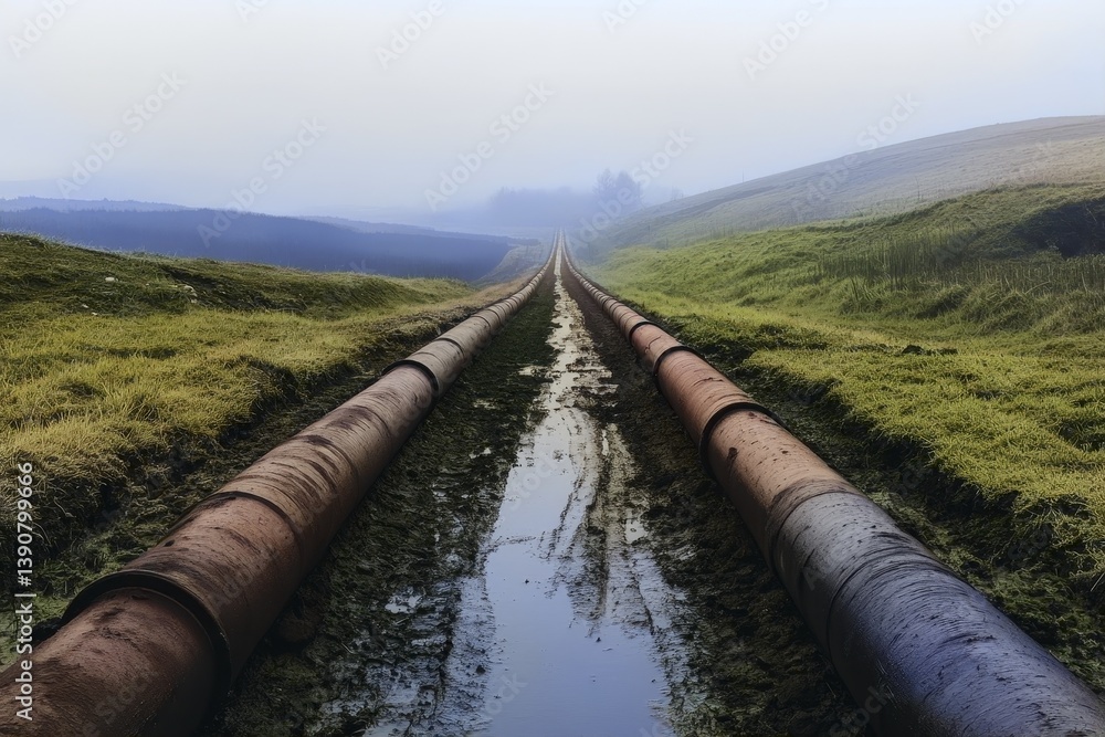 waste water pours out of pipes