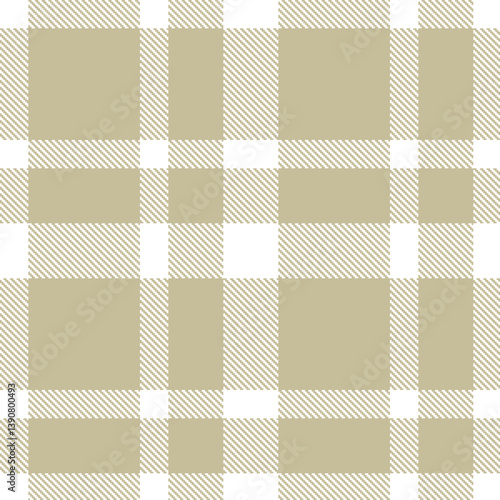 Contemporary Soft white & Rich putty Seamless Tartan Fabric Design