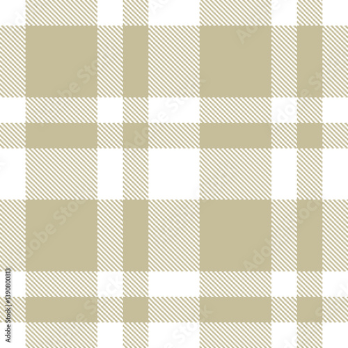 Contemporary Seamless Tartan featuring Sandy white and Mellow putty Fabric Design