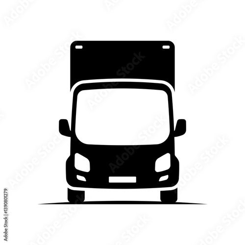 Truck icon. Delivery van. Black silhouette. Front view. Vector simple flat graphic illustration. Isolated object on white background. Isolate.