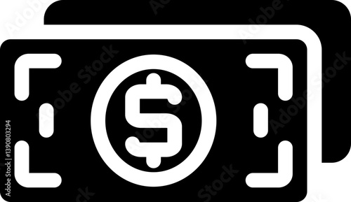 Dollar bill icon representing money and finance. Silhouette icon.