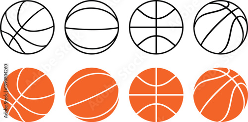 Basketball ball set. Isolated basketball ball on white background