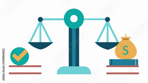Balanced Scale of Work and Leisure A scale balancing money on one side and symbols of leisure like a book a ball and a paintbrush on the other highlighting how UBI allows for a