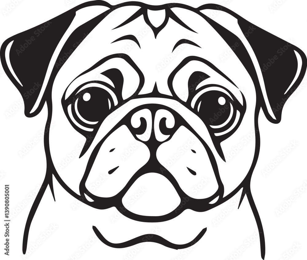 Pug dog. Hand drawn vector illustration Pug dog. Hand drawn vector illustration