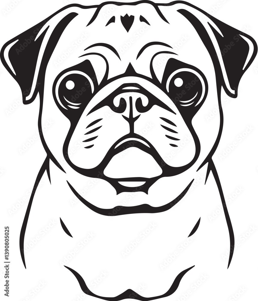 Pug dog. Hand drawn vector illustration Pug dog. Hand drawn vector illustration