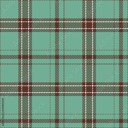 Contemporary Bright chocolate & Bright dull teal Seamless Tartan Fabric Design