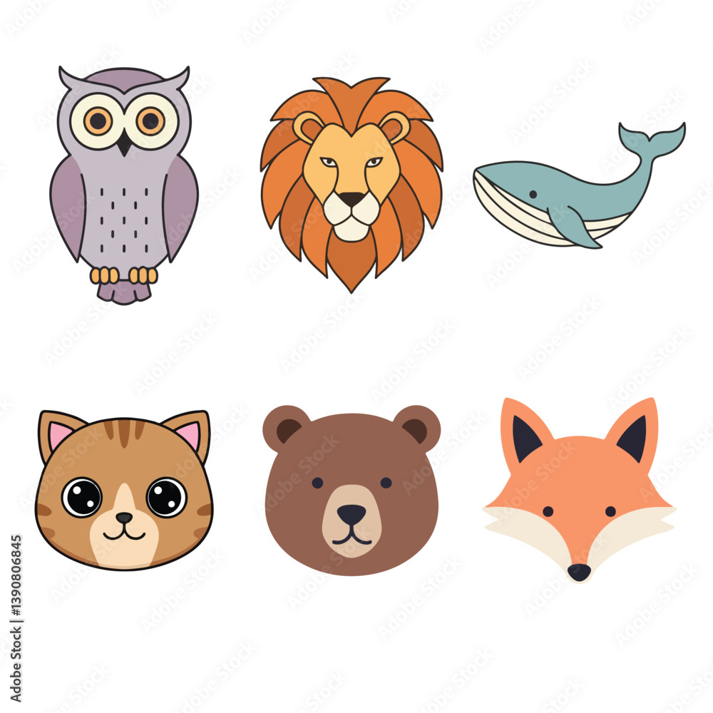 Obraz premium Vector design illustration icons of some animals