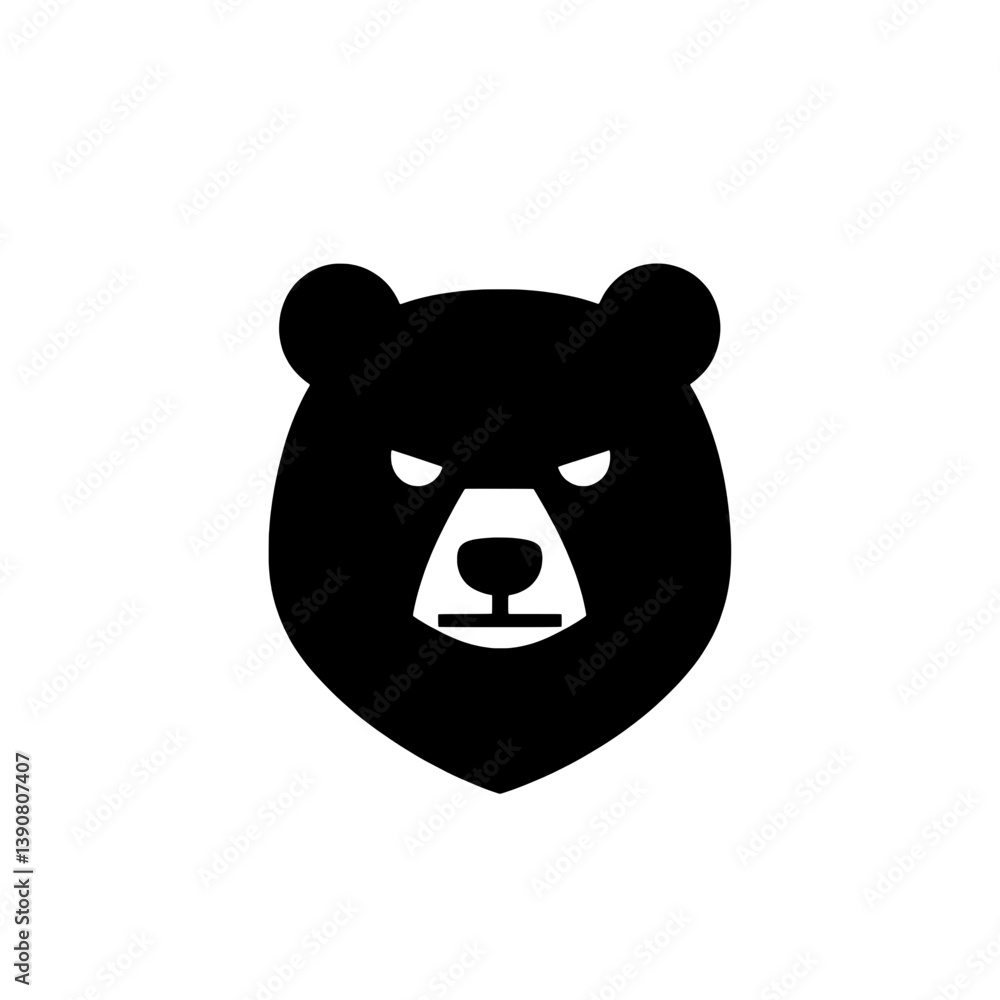 Modern minimalist bear logo design featuring black and white negative space for versatile branding Modern minimalist bear logo design featuring black and white negative space for versatile branding