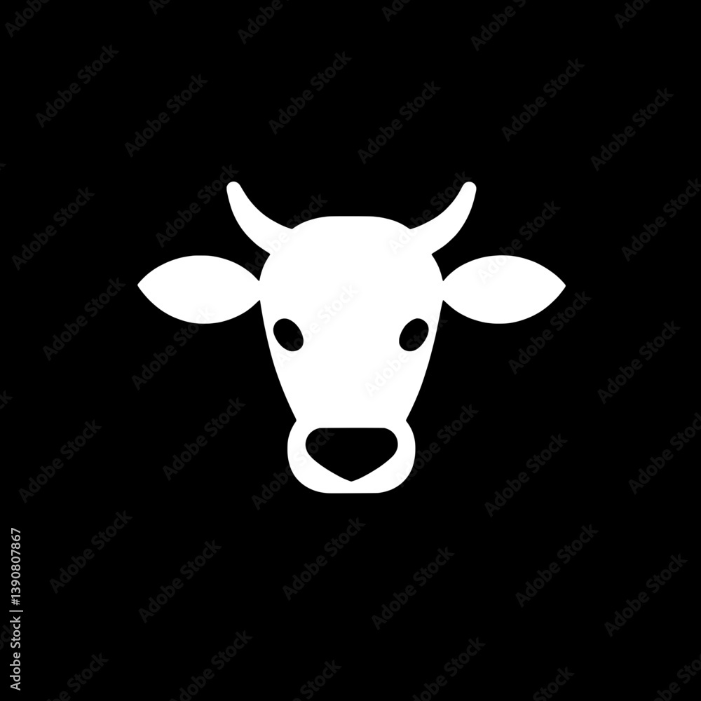 Minimalist cow logo featuring negative space design in black and white for modern branding and visual identity Minimalist cow logo featuring negative space design in black and white for modern branding and visual identity