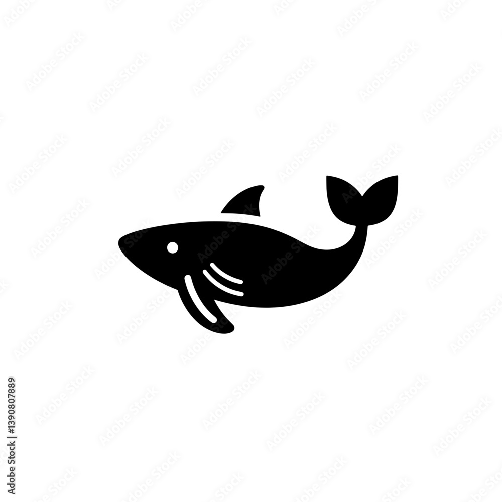 Fototapeta premium Minimalist black and white fish icon in vector format with modern design features