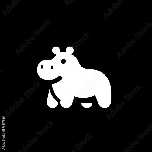 Unique minimalist hippo icon in black and white showcasing modern vector design