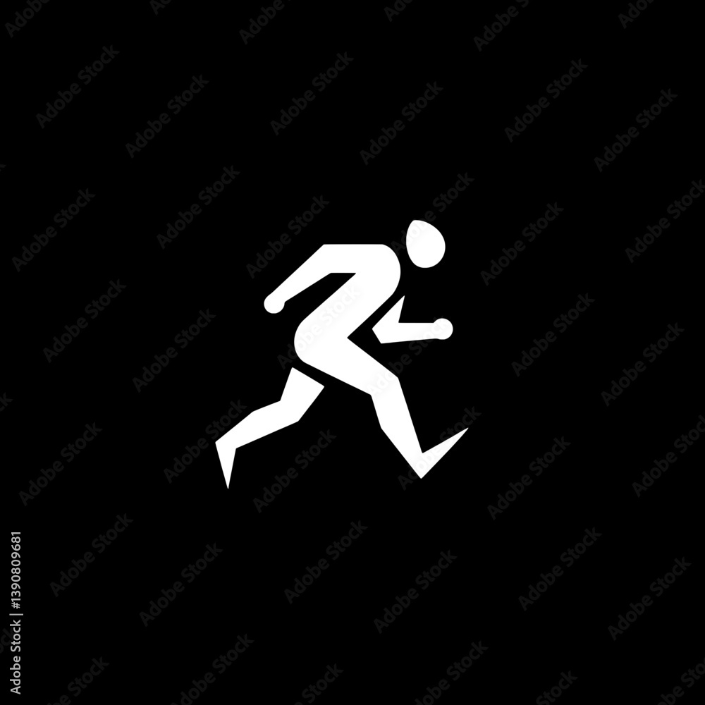 Modern minimalist logo design featuring a running figure in negative space for versatile branding purposes