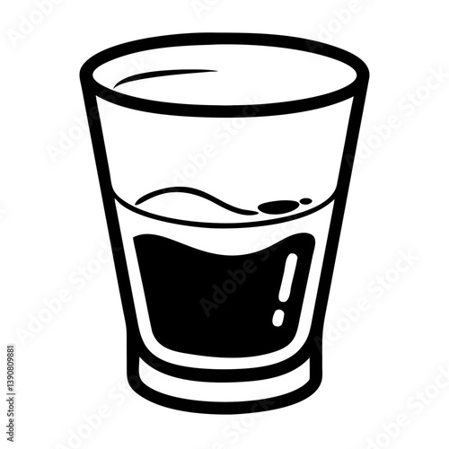 Shot glass icon filled with liquid in a minimalist style with black outlines