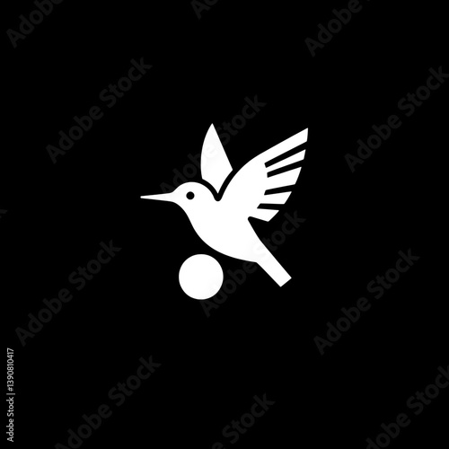 Minimalist hummingbird logo in black and white using negative space for a modern aesthetic