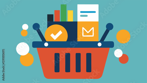Basket of Stocks A shopping basket filled with iconic stock items representing shares one of which is marked Fractional Shares to emphasize diversity in investment.