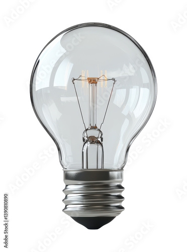 Beautiful glass bulb isolated on transparent background showcasing intricate details and glowing filament Generative AI