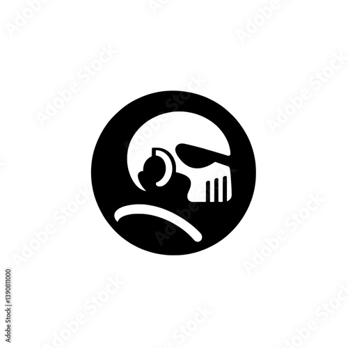 Modern minimalist logo featuring a skull design in a black and white color scheme with negative space elements