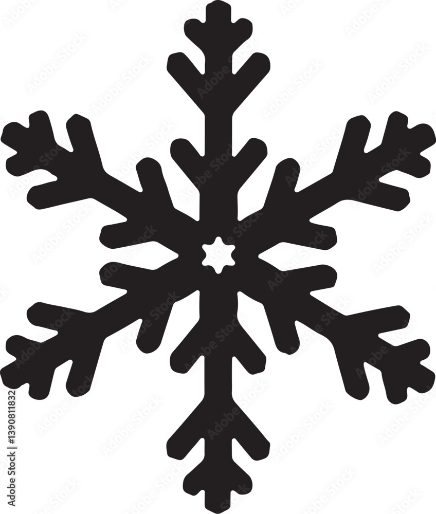 Detailed Snowflake Silhouette Design – Iconic Winter Symbol for Logos and Prints Detailed Snowflake Silhouette Design – Iconic Winter Symbol for Logos and Prints