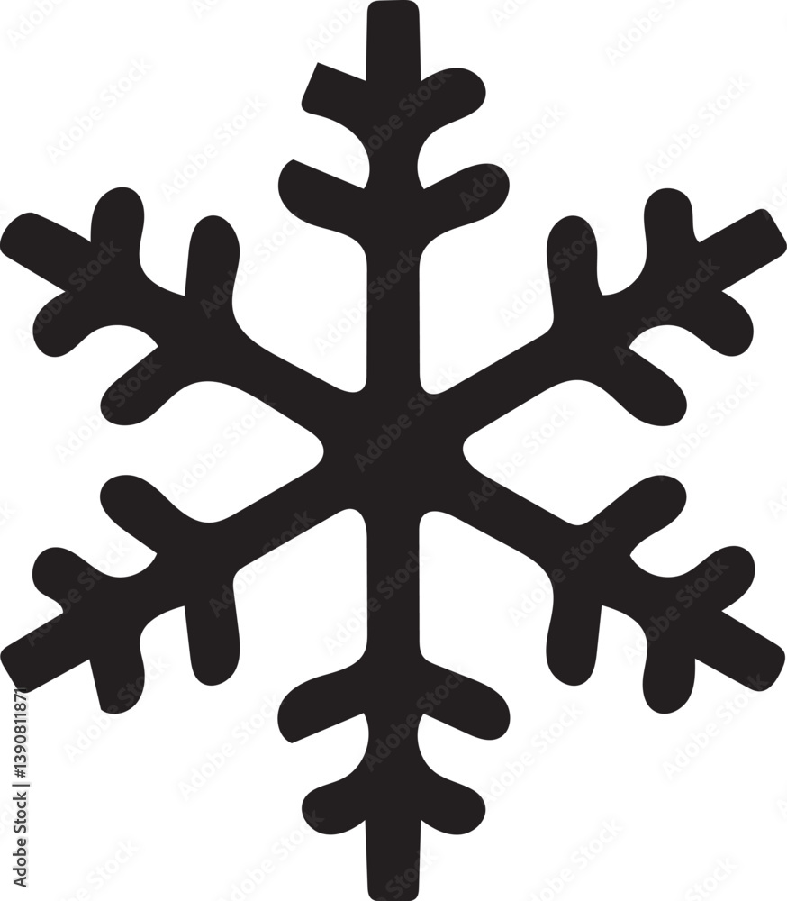 Obraz premium Modern Snowflake Silhouette Logo – Vector Graphic Isolated for Seasonal Branding