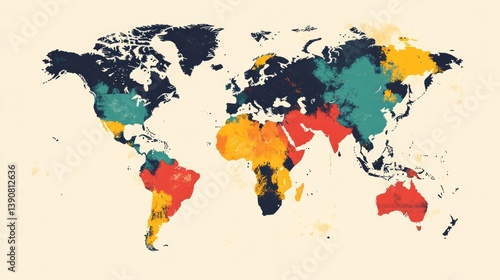 World map. Modern color map. Silhouette map.	