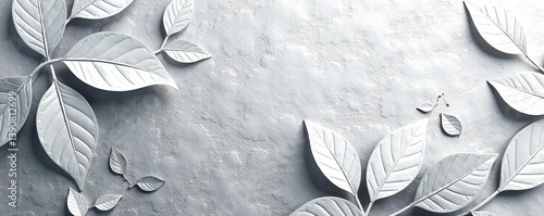 Shiny silver foil paper with intricate leaf pattern,  background,  metallic