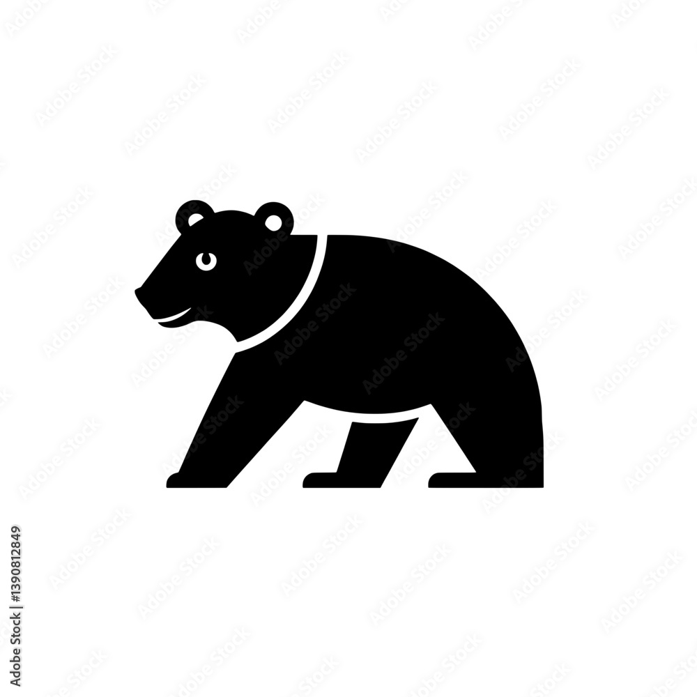Obraz premium Stylized black bear icon created using negative space with a modern minimalist design