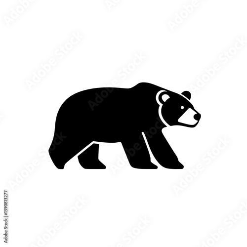 Stylized bear outline icon created in black and white using negative space in a modern minimalist design