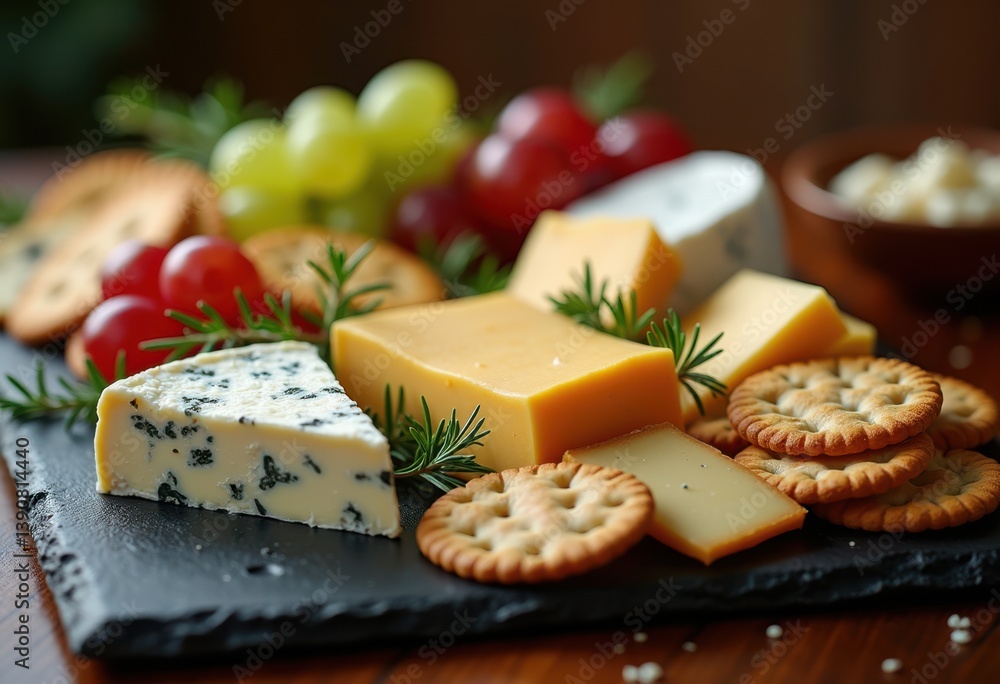 artistic arrangement various cheeses crackers slate platter delightful snack presentation, variety, gourmet, artisan, delectable, board, lunch, appetizer artistic arrangement various cheeses crackers slate platter delightful snack presentation, variety, gourmet, artisan, delectable, board, lunch, appetizer