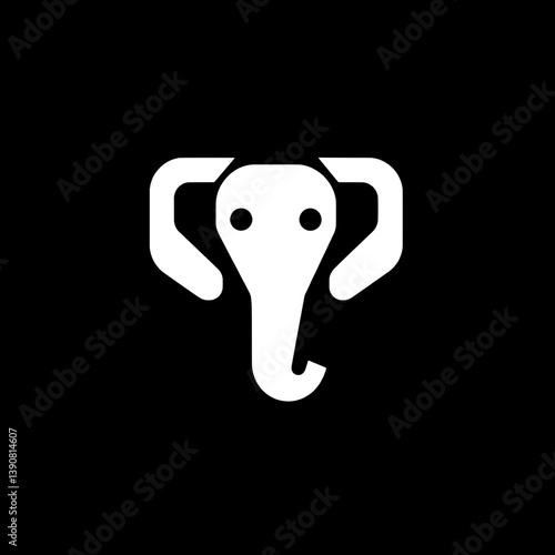 Minimalist elephant logo design utilizing negative space in modern monochrome style for branding purposes