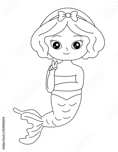 Mermaid Coloring Page for Kids – Cute Line Art Printable for Fun and Learning