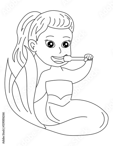 Mermaid Coloring Page for Kids – Cute Line Art Printable for Fun and Learning