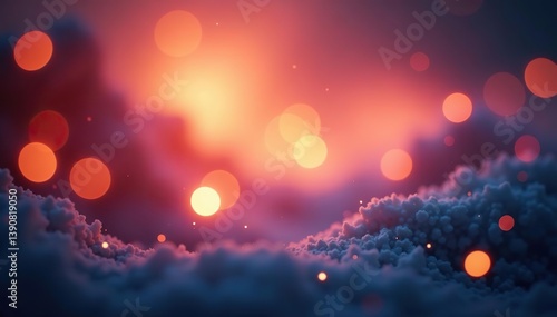 Soft, dreamy background of blurred lights in warm tones,  warm,  serene