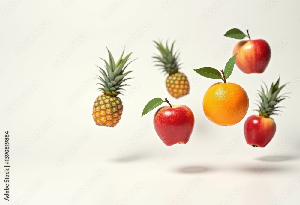 floating fruits artful modern minimalist table display fresh colorful arrangement decorative simplicity, setting, composition, textures, light, shadow, style floating fruits artful modern minimalist table display fresh colorful arrangement decorative simplicity, setting, composition, textures, light, shadow, style