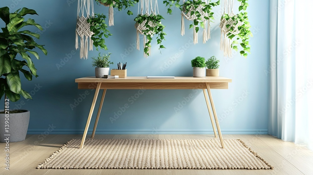 A laid-back mid-century workspace with coastal vibes