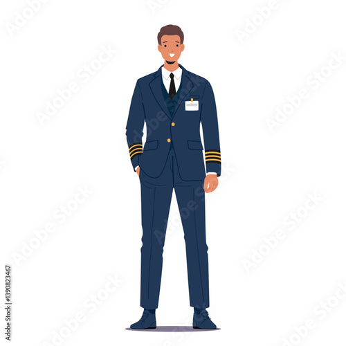 Man hotel director cartoon character working in sea cruise crew isolated on white background